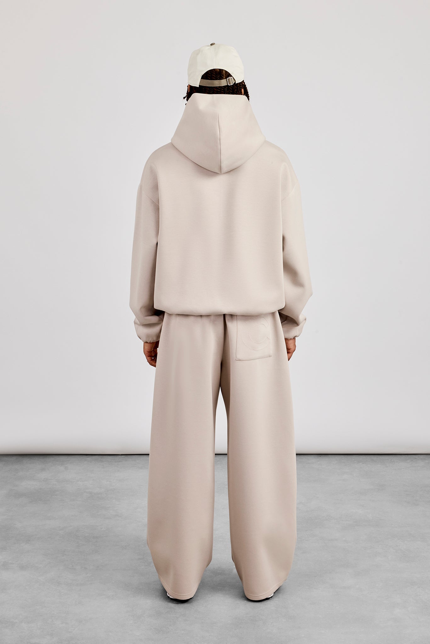 Scuba Half Zip Hoodie & Baggy Fit Jogger - Light Grey