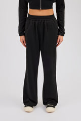 Glitter Wide Leg Jogger - Black