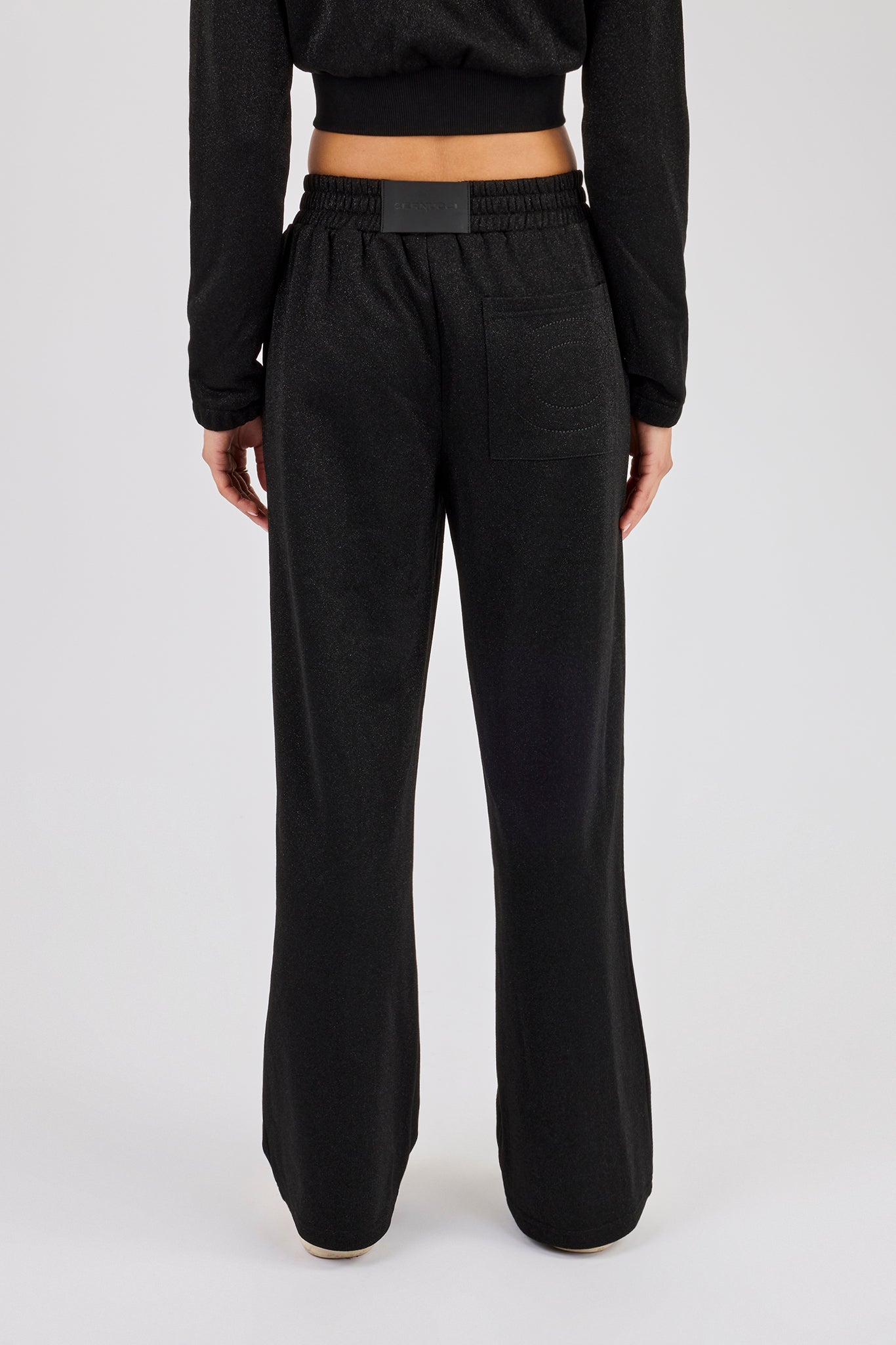 Glitter Wide Leg Jogger - Black