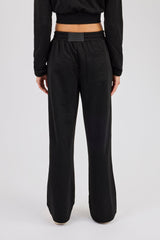 Glitter Wide Leg Jogger - Black