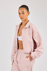 Oversized Nylon Track Jacket - Light Pink