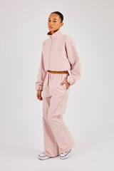 Oversized Nylon Track Jacket & Waistbandless Jogger - Light Pink