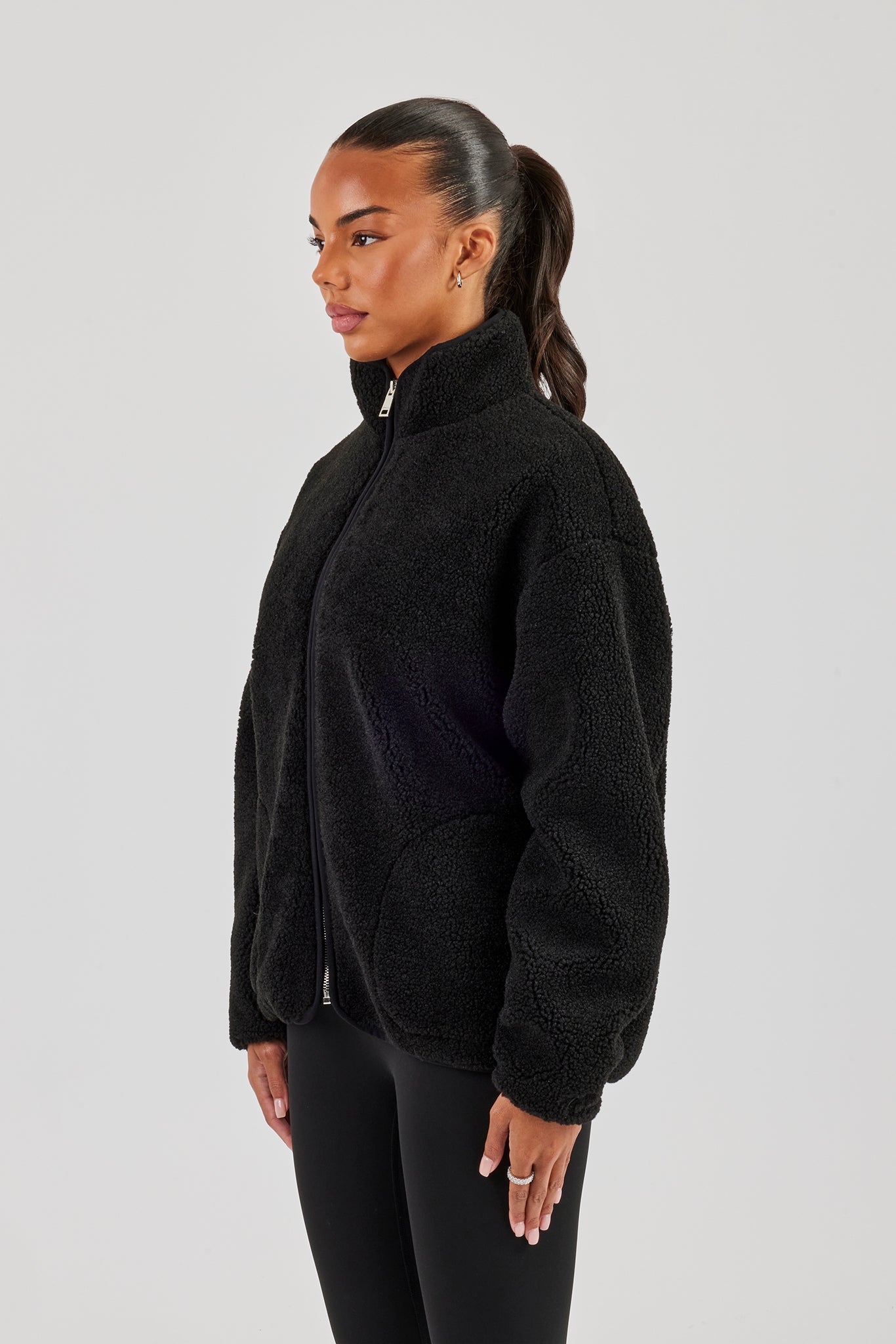 Borg Zip Through Fleece - Black
