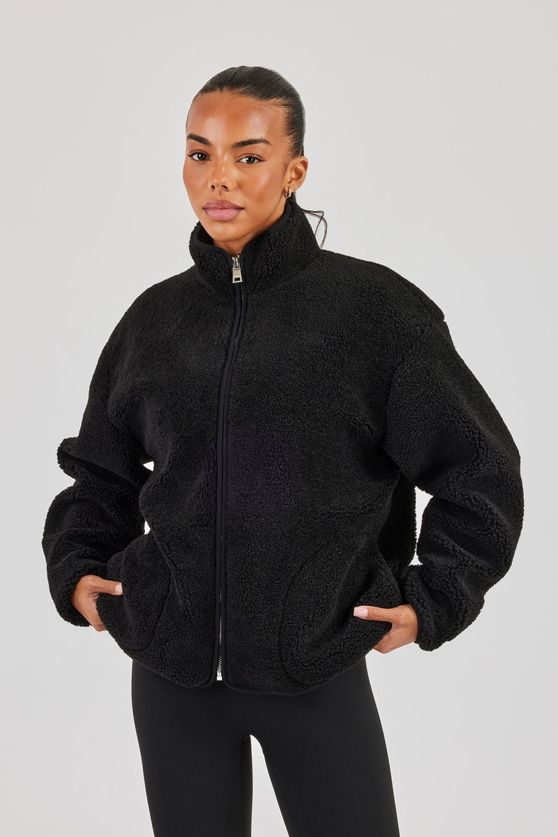 Borg Zip Through Fleece - Black