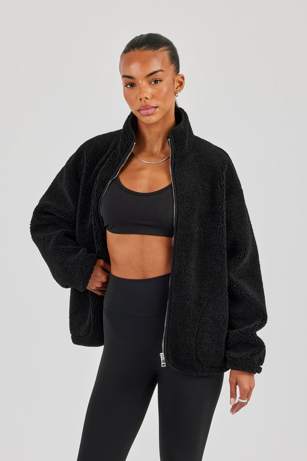 Borg Zip Through Fleece - Black