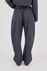Check Barrel Leg Trouser - Navy