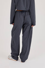 Check Barrel Leg Trouser - Navy