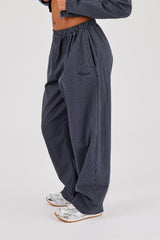 Check Barrel Leg Trouser - Navy