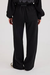 Chain Stitch Wide Leg Jogger - Black