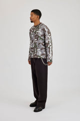 Wide Leg Tailored Trouser & 10mm Polished Double Layer Cross Motif Jean Chain - Black
