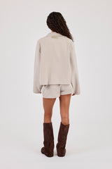 Crinkle Check Nylon Trench Jacket & Short - Stone