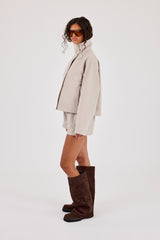 Crinkle Check Nylon Trench Jacket & Short - Stone