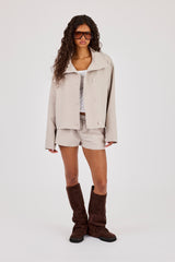 Crinkle Check Nylon Trench Jacket & Short - Stone