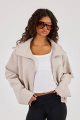 Crinkle Check Nylon Trench Jacket - Stone