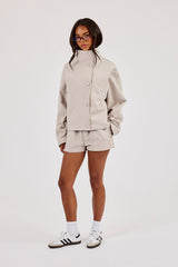 Crinkle Check Nylon Trench Jacket & Short - Stone