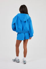 Crinkle Check Nylon Hooded Zip Through & Short - Blue