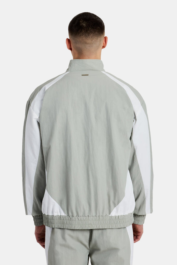 Nylon Panelled Track Jacket - Light Grey