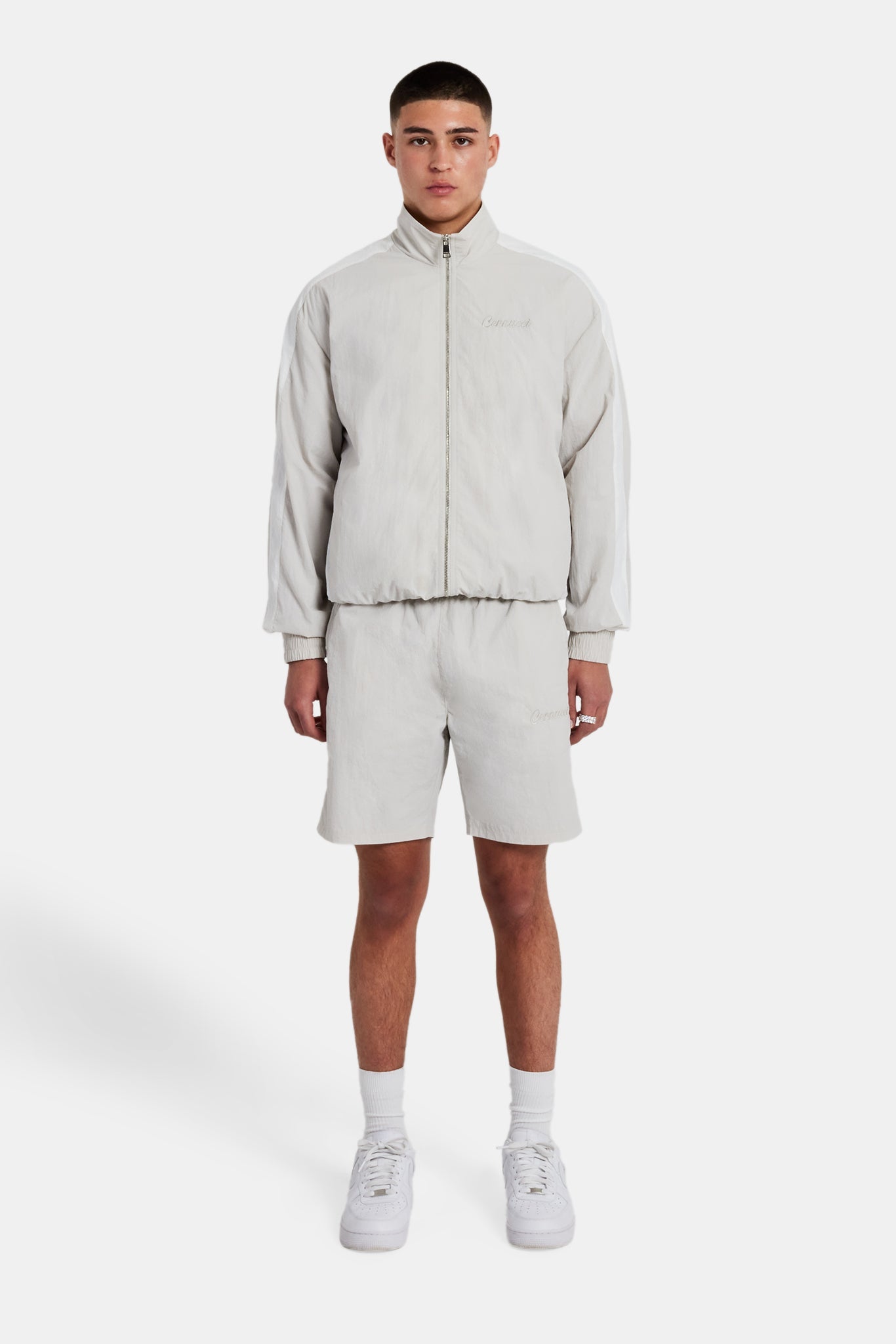Cernucci Panelled Nylon Track Jacket & Short Set - Stone | Mens