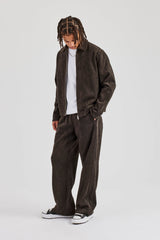 Suede Collared Jacket & Straight Leg Trouser - Charcoal