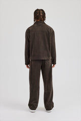 Suede Collared Jacket & Straight Leg Trouser - Charcoal