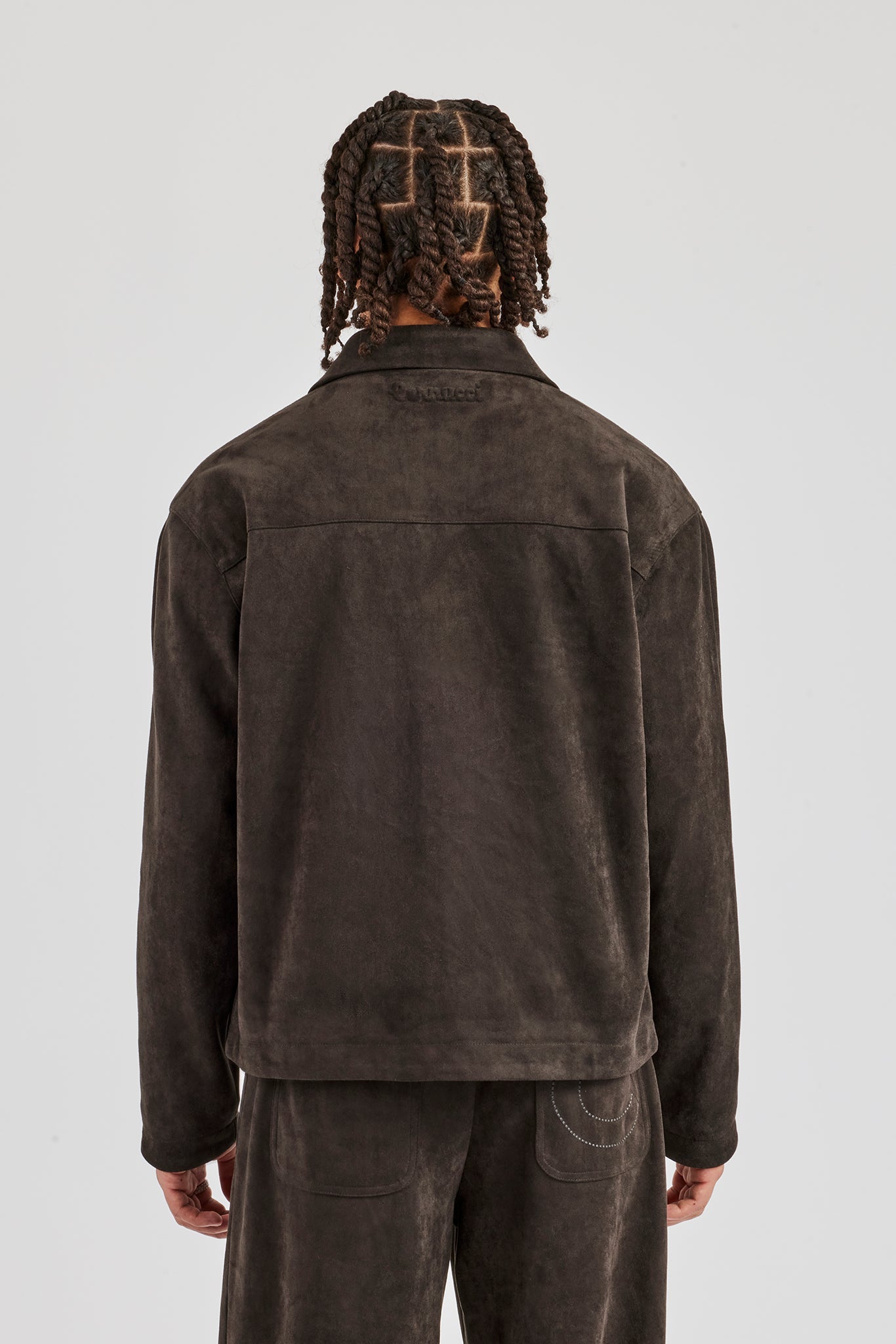 Suede Collared Jacket - Charcoal