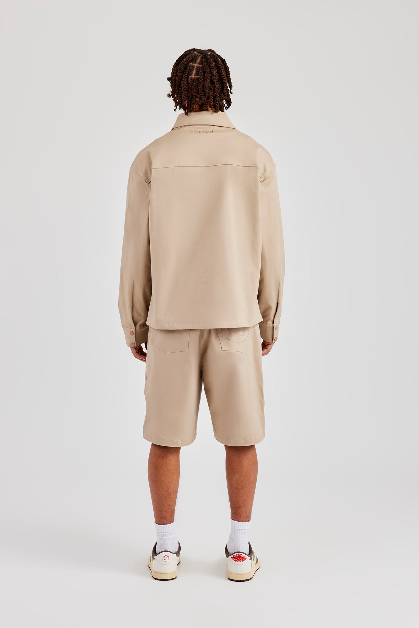Utility Zip Through Overshirt & Tailored Jort - Beige