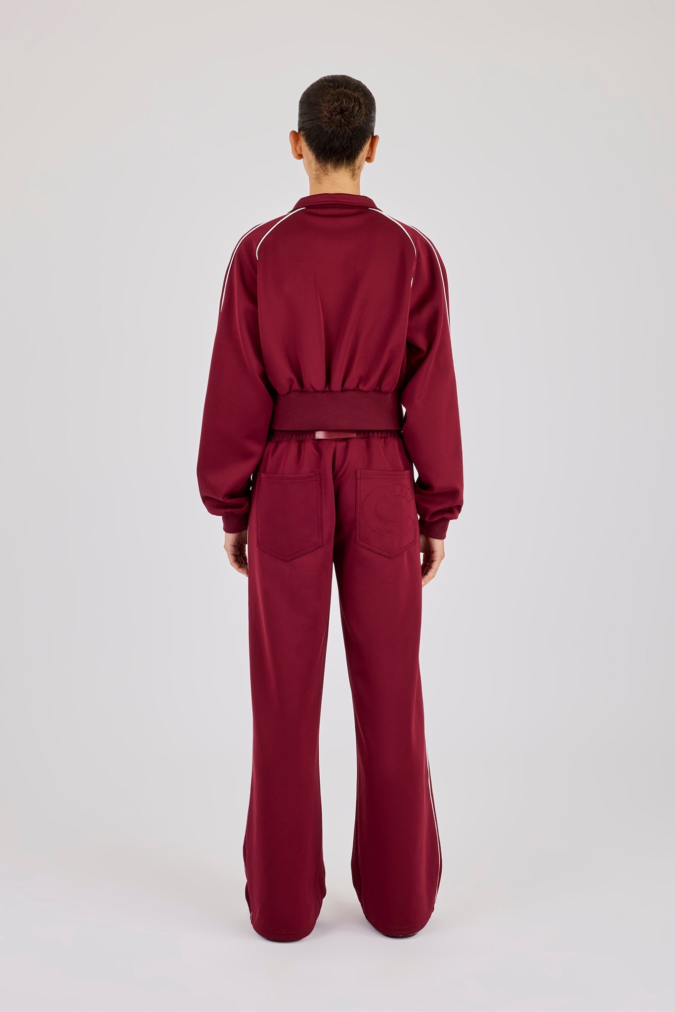 Poly Piping Tracksuit - Burgundy