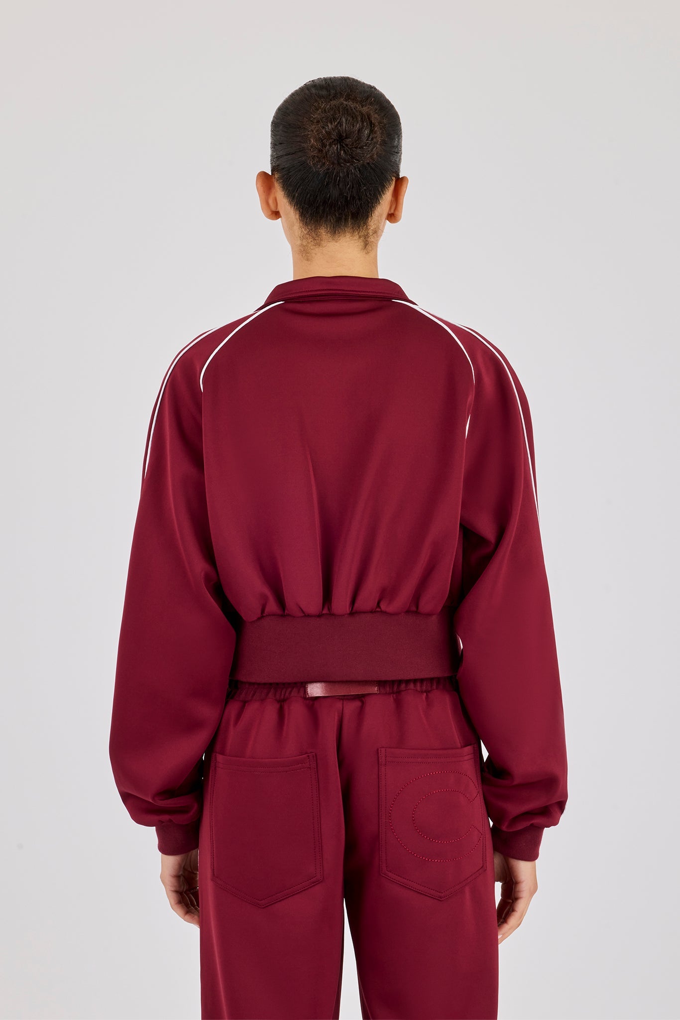 Poly Piping Track Jacket - Burgundy