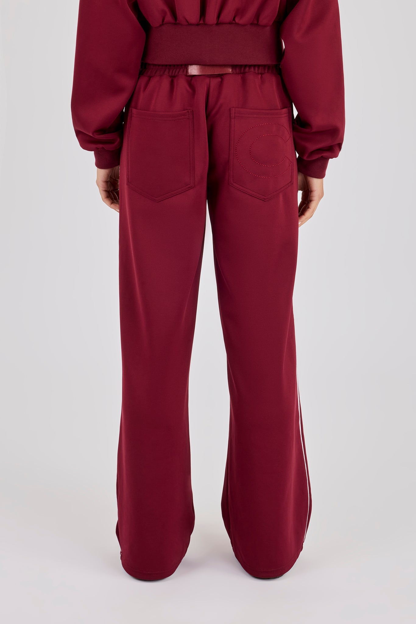 Poly Piping Track Pant - Burgundy