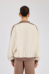 Contrast Detail Track Top - Off White