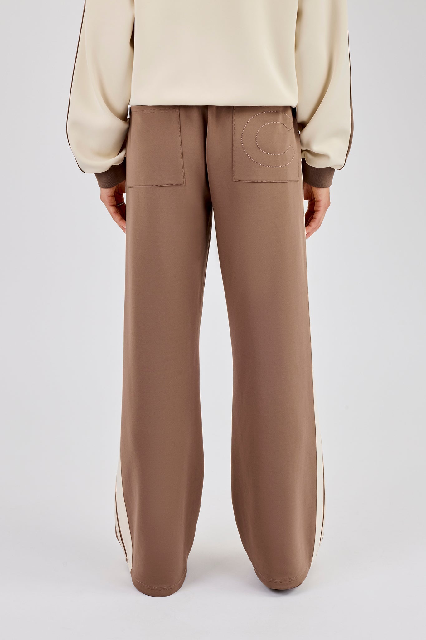 Contrast Detail Track Pant - Taupe
