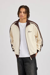 Mens Contrast Detail Track Top - Off White