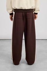Mens Contrast Detail Baggy Track Pant - Chocolate