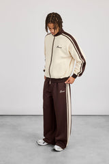Mens Contrast Detail Baggy Track Pant - Chocolate