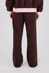 Pink Rib Contrast Track Pant - Chocolate