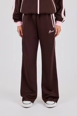 Pink Rib Contrast Track Pant - Chocolate