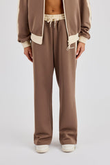 Off White Rib Contrast Track Pant - Taupe