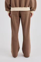 Off White Rib Contrast Track Pant - Taupe