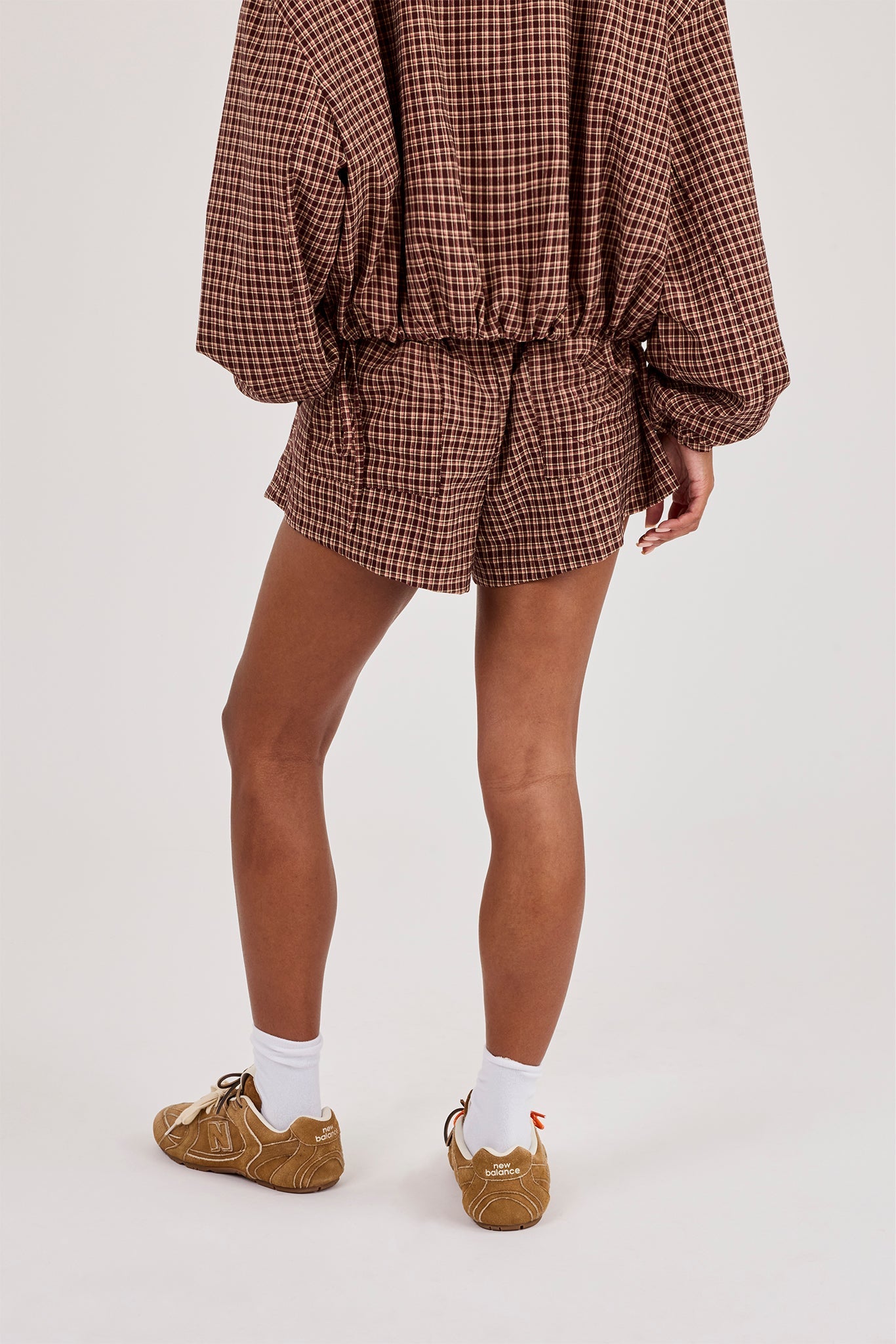 Check Twill Short - Burgundy