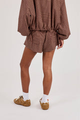 Check Twill Short - Burgundy