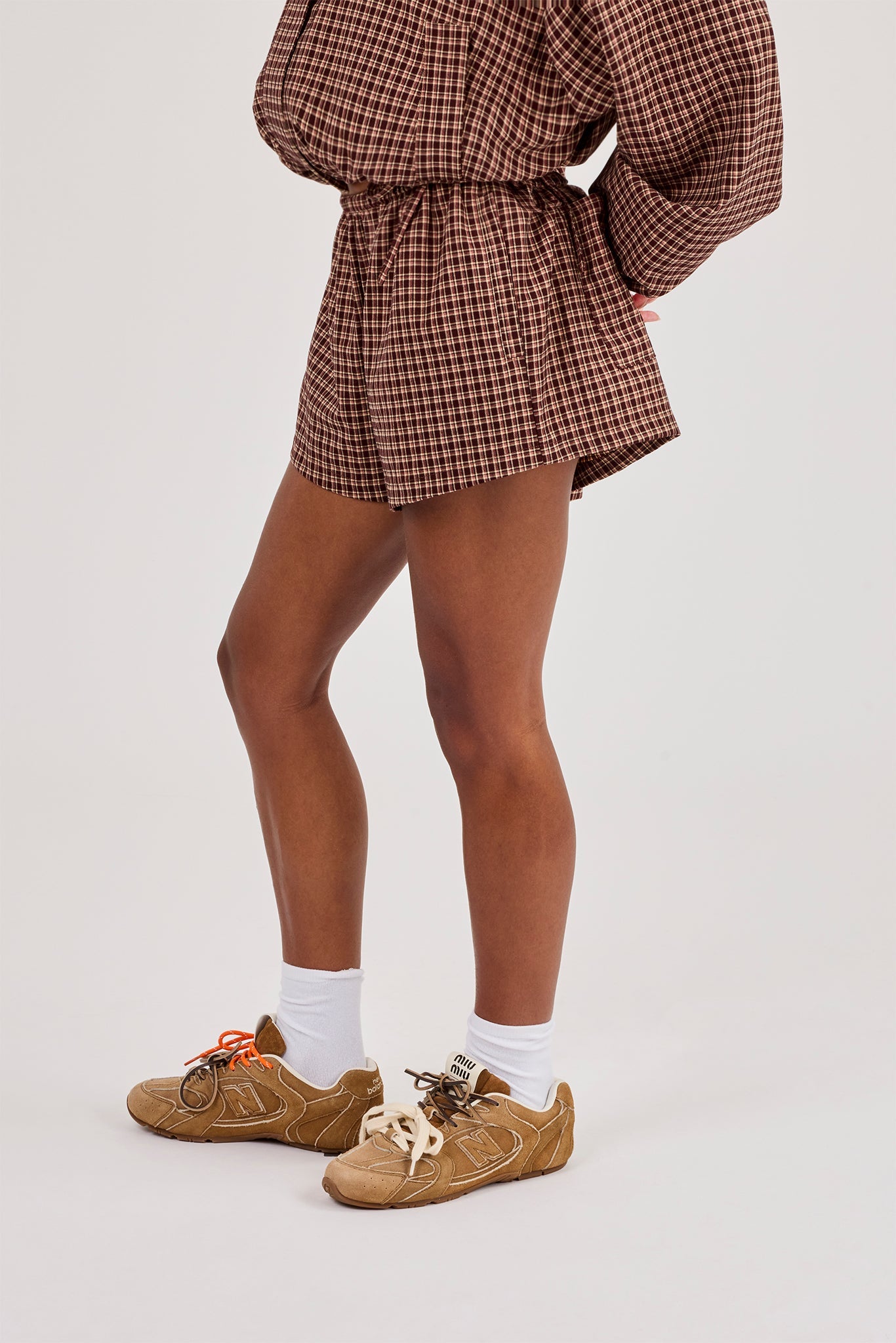 Check Twill Short - Burgundy