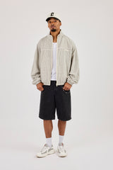 Check Funnel Neck Track Jacket With Piping - Off White