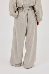 Check Twill Wide Leg Trouser - Off White