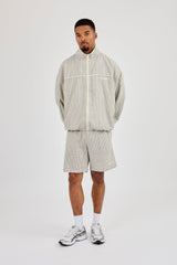 Check Funnel Neck Track Jacket With Piping - Off White