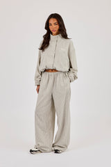 Check Twill Wide Leg Trouser - Off White