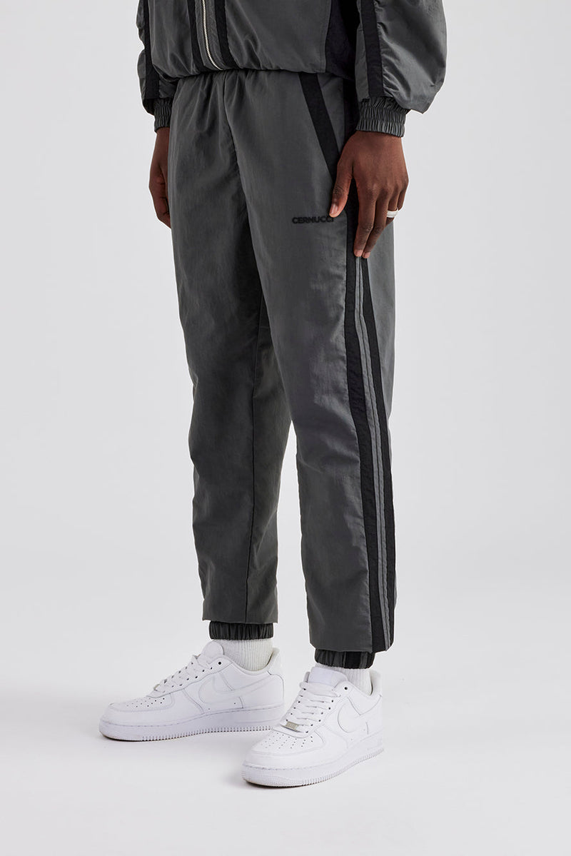 Nylon Colour Block Cuffed Jogger - Charcoal