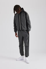 Nylon Colour Block Zip Through Tracksuit - Charcoal