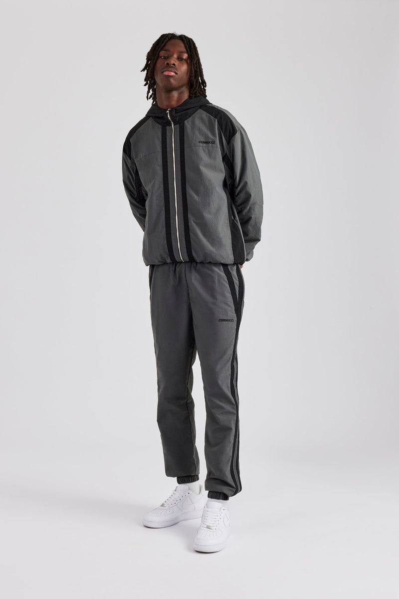 Nylon Colour Block Cuffed Jogger - Charcoal