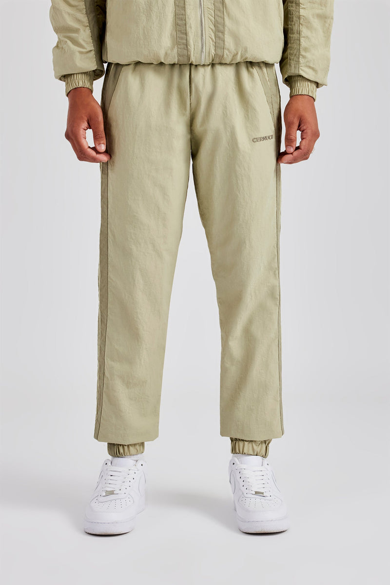 Nylon Colour Block Cuffed Jogger - Light Khaki