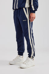 Nylon Colour Block Cuffed Jogger - Navy